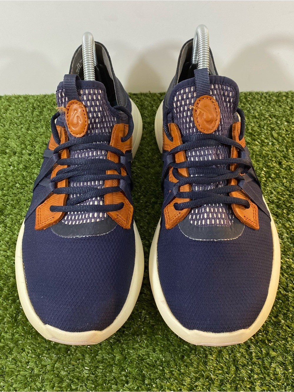 Olukai Kapalua Spikeless Golf Shoes Men's SZ 8.5 Blue Brown Knit Comfort /Flawed